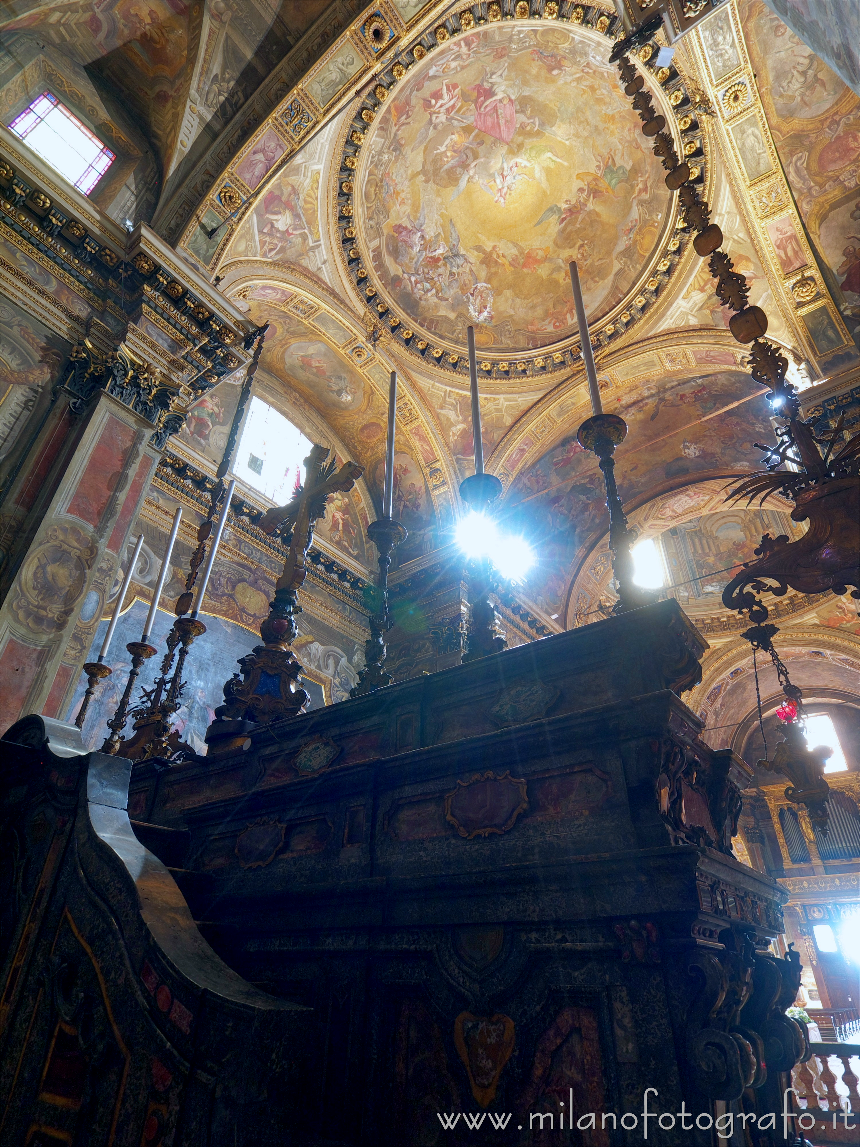 Milan (Italy) - Looking up from behind the altar of the Church of Sant'Alessandro in Zebedia